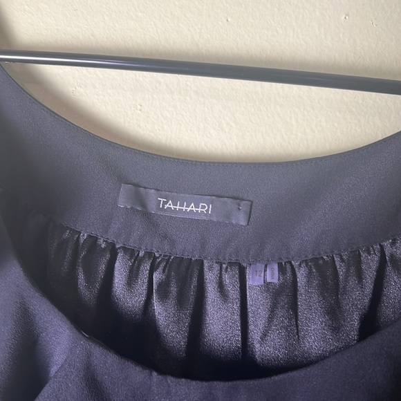 Tahari Black Sheath Mini Dress Scoop Neck Sleeveless, dressing ,feminine , - Picture 3 of 6